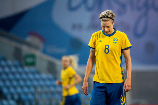 Lina Hurtig of Sweden looks dejected
