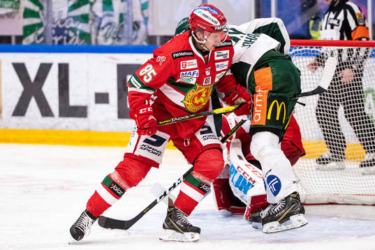 Moras Michael Haga och Färjestads Linus Johansson