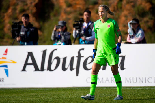 Goalkeeper Ingrid Hjelmseth of Norway