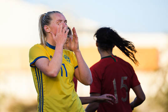 Stina Blackstenius of Sweden looks dejected