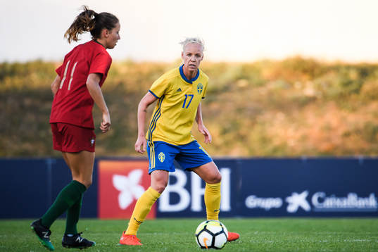 Caroline Seger of Sweden and Tatiana Pinto of Portugal