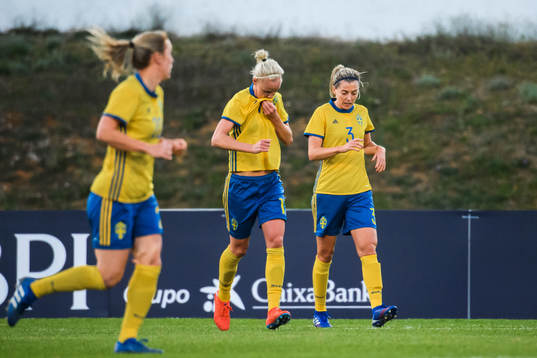 Mimmi Larsson, Caroline Seger and Linda Sembrant of Sweden