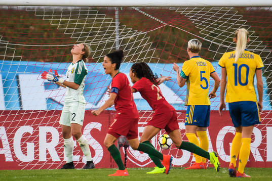 Goalkeeper Cajsa Andersson of Sweden looks dejected