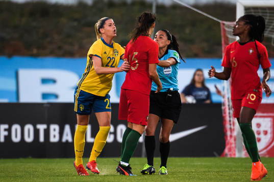 Olivia Schough of Sweden and Caroline Costa of Portugal