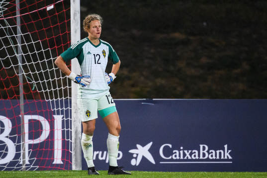Goalkeeper Cajsa Andersson of Sweden looks dejected