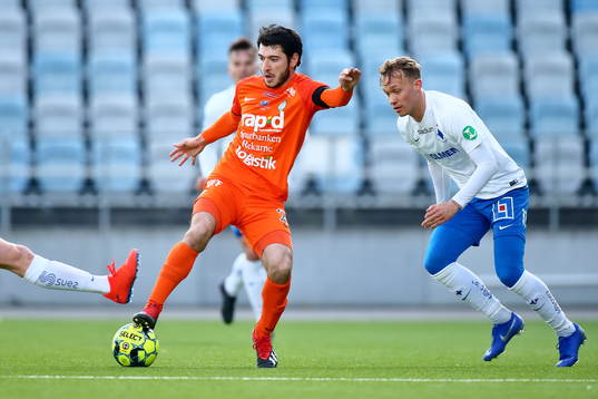 AFC Eskilstunas Anel Rashkaj och IFK Norrköpings Gudmundur