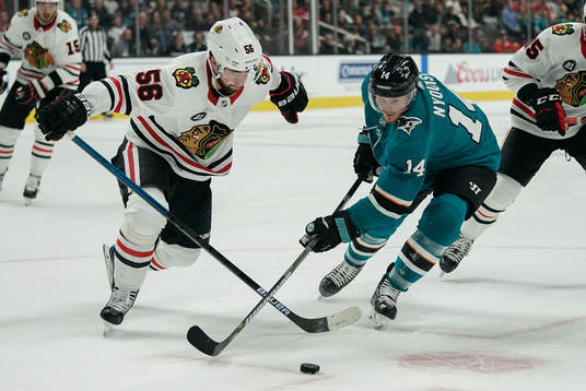 Ishockey, NHL Mar 3, 2019; San Jose, CA, USA; Chicago