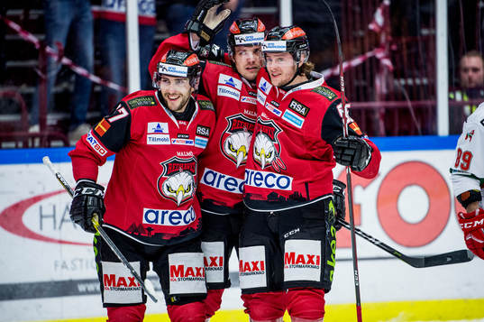 Malmö Redhawks Konstantin Komarek, Pontus Netterberg och