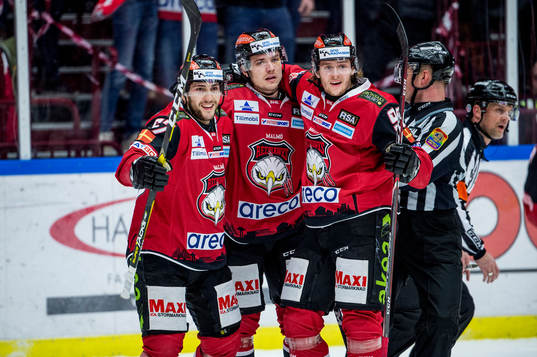 Malmö Redhawks Konstantin Komarek, Pontus Netterberg och
