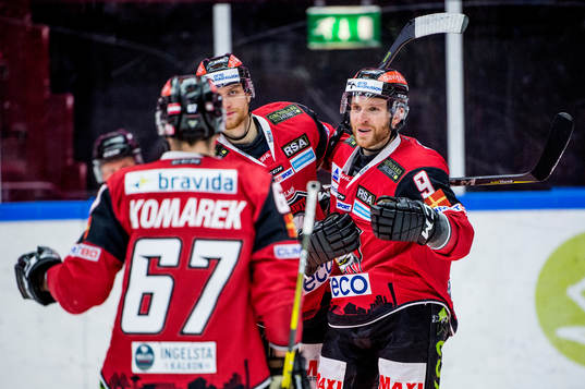 Malmö Redhawks Konstantin Komarek, Max Görtz och Frederik