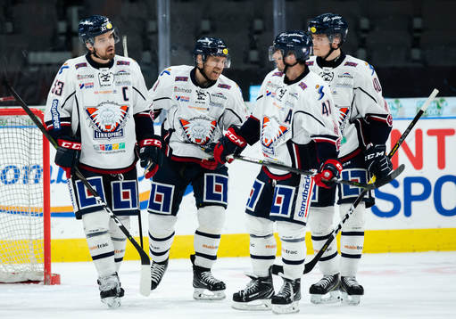 Linköpings Derek Roy jublar med lagkamrater