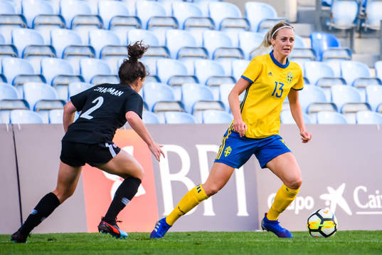 Allysha Chapman of Canada and Amanda Ilestedt of Sweden