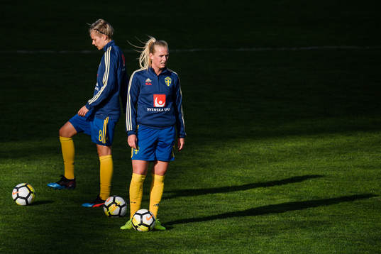 Lina Hurtig and Stina Blackstenius of Sweden