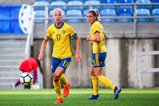 Caroline Seger and Linda Sembrant of Sweden