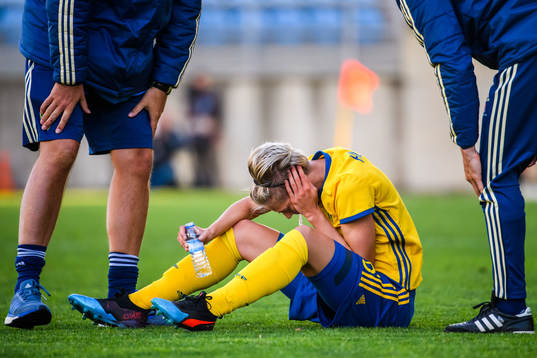 Lina Hurtig of Sweden in pain