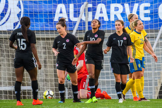 Allysha Chapman, Ashley Lawrence and Jessie Fleming of