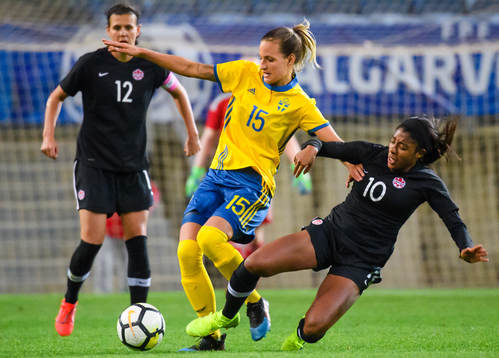 Nathalie Björn of Sweden against Christine Sinclair and