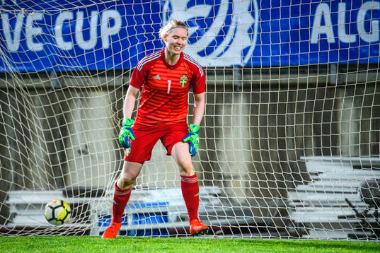 Goalkeeper Hedvig Lindahl of Sweden looks dejected