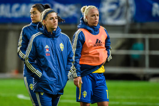 Olivia Schough and Caroline Seger of Sweden looks dejected