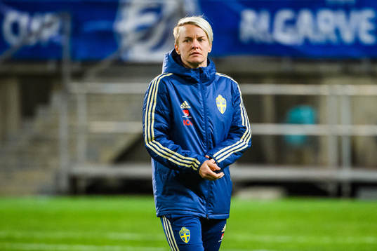 Nilla Fischer of Sweden looks dejected