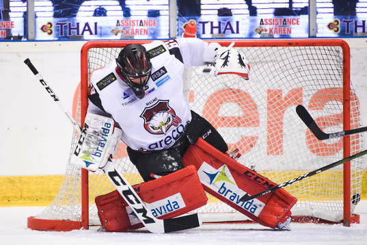 Malmö Redhawks målvakt Oscar Alsenfelt vid Brynäs 1-0
