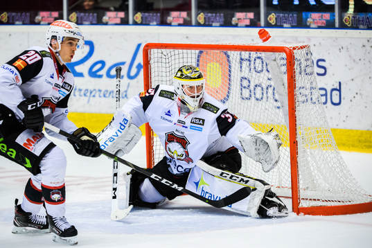Malmö Redhawks Henrik Hetta och målvakt Lars Volden