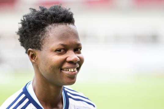 Djurgårdens Portia Boakye jublar