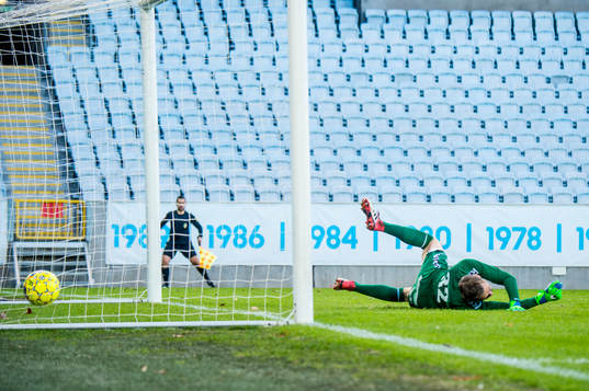 Kalmars målvakt Lucas Hägg-Johansson släpper in 1-0