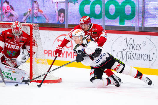Timrås Hampus Larsson och Malmö Redhawks Lars Bryggman