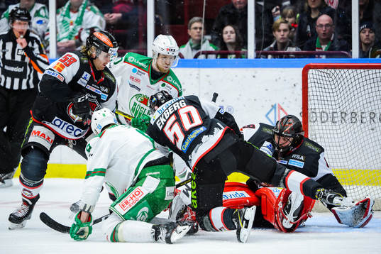 Malmö Redhawks Anton Mylläri, Tobias Ekberg och målvakt