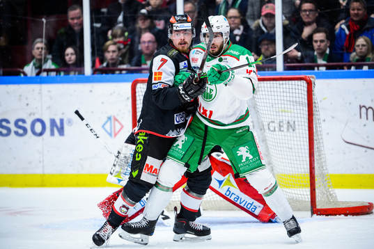 Malmö Redhawks Marcus Björk och Rögles Mattias Sjögren