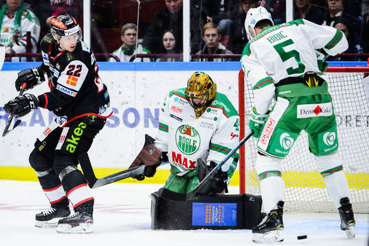 Malmö Redhawks Lars Bryggman oroar framför Rögles