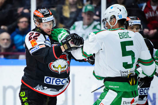 Malmö Redhawks Lars Bryggman och Rögles Alen Bibic