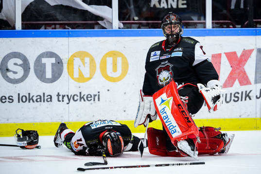 Malmö Redhawks Carl-Johan Lerby och målvakt Oscar
