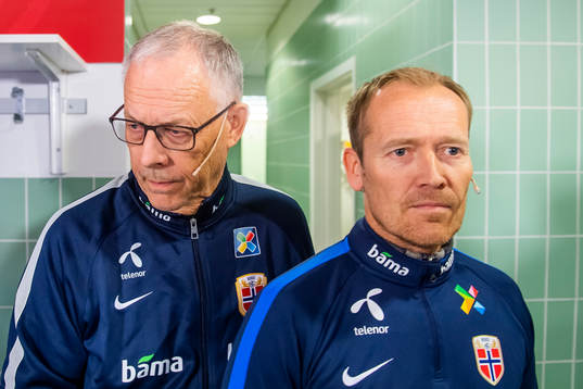 Lars Lagerbäck, head coach of Norway, and Svein Graff,