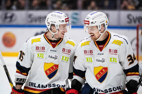 Djurgårdens Jakob Lilja och Daniel Brodin jublar