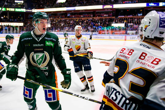 Färjestads Gustav Rydahl och Djurgårdens Linus Hultström
