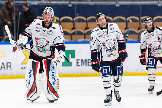 Linköpings målvakt Jonas Gustavsson coh Lukas Bengtsson