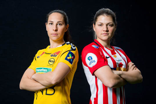 Ingrid Moe Wold of LSK Kvinner and Dejana Stefanovic of