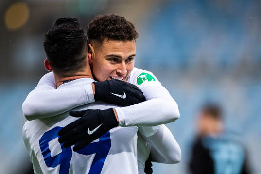 IFK Norrköpings Jordan Larsson och Sead Haksabanovic jublar