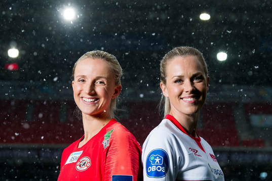 Helene Gloppen of Arna-Bjørnar and Stine Hovland of