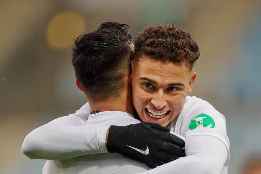 IFK Norrköpings Jordan Larsson jublar med Sead Haksabanovic