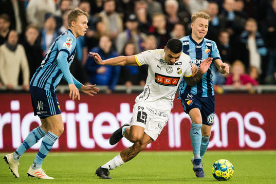Häckens Ahmed Yasin tar sig förbi Djurgårdens Jonathan