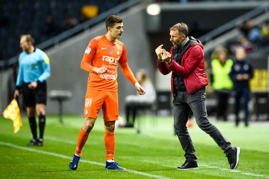 AFC Eskilstunas Ivan Bobko och tränare Nemanja Miljanvoic