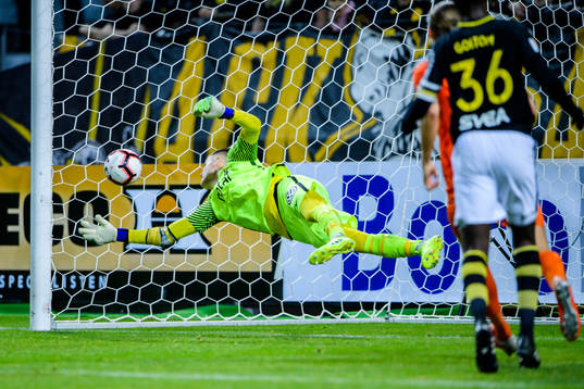 s målvakt Oscar Linnér vid AFC Eskilstunas 1-1 mål