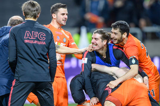 AFC Eskilstunas spelare jublar
