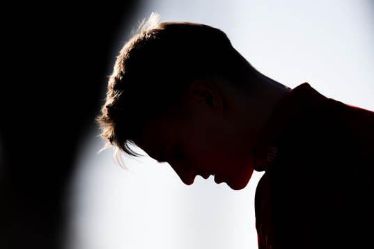 The silhouette of Martin Ødegaard of Norway