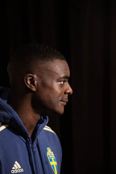 Ken Sema of the Swedish national football team at a press