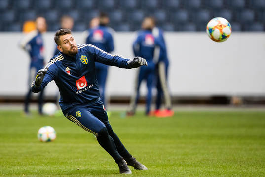 Goalkeeper Kristoffer Nordfeldt of Sweden