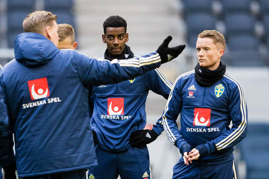 Alexander Isak and Sam Larsson of Sweden